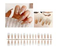 30pcs Long Press Sur Les Ongles Cercin Français Faux Tip Gradient Gradient Acrylique False Fals For Women Girls French Fake Wedding