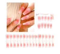 30pcs Long Presse Sur Les Ongles Cercin Français Faux Tip Gradient Gradient Acrylique False Fals For Women Girls Long Coffin Mariage Daily Wear Accessoires
