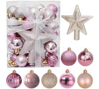 30Pcs Mini Boules de Noël avec Cintre,3CM Petites Boules de Noël Rose Or Boules Mini Sapin de Noël Table-Arbre de Noël kit de décoration
