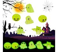 30pcs Mini Fantômes en Résine, 6 Styles Mini Statue de Fantômes Lumineux Décoration de Jardin en Résine Minuscule Pierre Tombale de Chauve-Souris Citrouille Crâne Fantôme pour Halloween