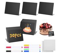 30Pcs Mini Tableau Noir, 100x75 mm Réutilisable Mini Ardoise, Type L Mini Panneaux d'Affichage avec 7 Pièces Stylo pour Boulangerie, Buffet, Mariage, Restaurant