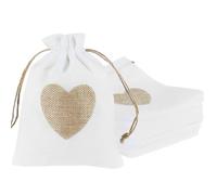 30Pcs Motif de Coeur Sachets en Toile de Jute Pochettes 10 * 14CM,Petits Pochon Tissu, Sac Jute Dragees Pour Emballage de Savon, Bijoux, Bricolage, Mariage, Fête