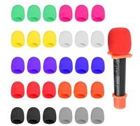 30Pcs Mousse Microphone de 35 mm Eponge Microphones Anti-Vent Mousse, Bonnette Micro Mousse Mic Couverture de Pare-Brise, Microphone Housse en Mousse pour KTV, Scène, Entrevue, Réunion (10 Couleur)