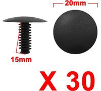 30pcs Noir Car Pousser en Plastique Fixation Clips Rivet Bouclier Fit 5mm x 4mm Trou Dia