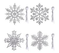 30pcs Pendentif de Noël Flocon de Neige，2.5/5/7/10cm Décorations à Suspendre avec Flocon de Neige Ornements Sapin de Noël Décorations de Noël (Blanc)