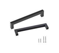VEVOR Poignée de Meuble de Cuisine 30PCS Poignées de Porte d'Armoire en Acier Inoxydable Espacement des Trous Centraux 128 mm Poignées de Tiroir Modernes Carrées pour Cuisine Salle de Bain, Noir Mat