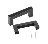 30PCS Poignée Meuble Armoire de Cuisine Carrée Acier Inox 76 mm Noir Mat