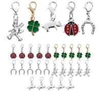 30pcs Porte-clé Trèfle à Quatre Feuilles Porte Bonheur Pendentif Petit Cochon Coccinelle Fer à Cheval Ornement Porte Clef Suspendu Décoration pour Saint Valentin Mariage Anniversaire Fête Nouvel An