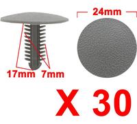 30pcs Pousser tapis gris Type fixation bavettes pare choc retenue agrafes aile 7mm