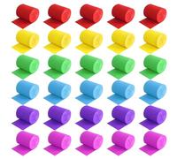30Pcs Rouleaux Papier Crépon Bandes Serpentin en Papier Crépon en 6 Différentes Couleurs pour Décorations Noël Divers Mariage Fête d'Anniversaire Thanksgiving DIY, 4.5cm * 9m / Roll