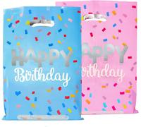 30pcs Sac Cadeau Anniversaire Sachet Bonbon Biscuit Pochette Joyeux Anniversaire Happy Birthday Fête Pour Enfant Fille Garçon (Bleu Rose Argenté)