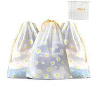 30PCS Sac de Rangement Vetement Voyage, 30x40CM Sac Organiseur de Bagage Transparent, Réutilisables Sac à Chaussures Étanche Givré avec Cordon pour Costume Jouets Maquillage