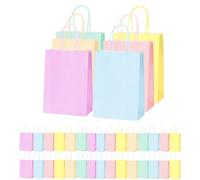 30Pcs Sac Papier Cadeau avec Multicolores Poignées, 23x16x8cm Pochette Cadeau Anniversaire Enfant, Pochette Cadeaux Papier Couleur,Sachet Bonbon Coloré pour Mariage,Anniversaire,Noël,Party (Mix)