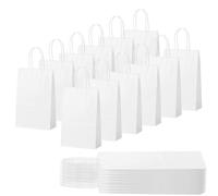30Pcs Sac Papier Cadeau avec Poignées 15x8x21cm,Pochette Cadeaux Papier Blanc,Pochette Cadeau Anniversaire Enfant, Sachet Bonbon Coloré pour Mariage, Halloween,Anniversaire,Noël,Party