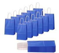 30Pcs Sac Papier Cadeau avec Poignées 15x8x21cm,Pochette Cadeaux Papier Bleu,Pochette Cadeau Anniversaire Enfant, Sachet Bonbon Coloré pour Mariage, Halloween,Anniversaire,Noël,Party