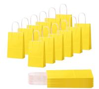 30Pcs Sac Papier Cadeau avec Poignées 15x8x21cm,Pochette Cadeaux Papier Jaune,Pochette Cadeau Anniversaire Enfant, Sachet Bonbon Coloré pour Mariage, Halloween,Anniversaire,Noël,Party