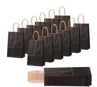 30Pcs Sac Papier Cadeau avec Poignées 15x8x21cm,Pochette Cadeaux Papier Noir,Pochette Cadeau Anniversaire Enfant, Sachet Bonbon Coloré pour Mariage, Halloween,Anniversaire,Noël,Party