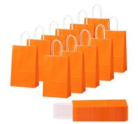 30Pcs Sac Papier Cadeau avec Poignées 15x8x21cm,Pochette Cadeaux Papier Orange,Pochette Cadeau Anniversaire Enfant, Sachet Bonbon Coloré pour Mariage, Halloween,Anniversaire,Noël,Party