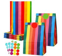 30Pcs Sac Papier Cadeau Petit avec 36 Autocollants 24x13x8cm,Pochette Cadeaux Papier Arc-en-ciel,Pochette Cadeau Anniversaire Enfant,Sachet Bonbon Coloré pour Mariage,Noël,Halloween,Anniversaire,Party