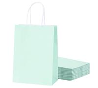 30Pcs Sac Papier Cadeau Petit Format avec Poignées,Pochette Cadeaux Papier Kraft Vert,Pochette Cadeau Anniversaire Enfant, Sachet Bonbon Coloré pour Halloween,Anniversaire,Noël,Party,Mariage