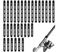 30pcs Sangles Canne à Pêche en Silicone, 2 Tailles Élastiques Réutilisables Imperméables Bandes Caoutchouc pour Rangement de Canne Câble Attaches Lancer Spinning Casting (Noir)