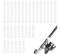 30pcs Sangles Canne à Pêche en Silicone, 2 Tailles Élastiques Réutilisables Imperméables Bandes Caoutchouc pour Rangement de Canne Câble Attaches Lancer Spinning Casting (Blanc)