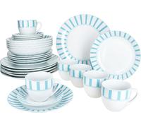 30pcs Service combiné SPLIT TURQUOISE Porcelaine pour 6 personnes
