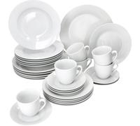 30pcs Service combiné Tommy blanc Porcelaine 6 personnes Tasses Assiettes