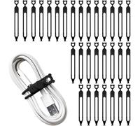 30pcs Silicone Fasteners,Reusable Silicone Cable Charger Cable Organizer Adjustable Elastic Washable for Mobile Phone Charger Cable Ties Cable Organizer