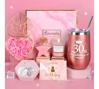 30th Anniversaire Femmes, Idée Cadeau Avec Bougie Parfumée, 16OZ Verres à Vin Isolés Sans Pied, Cadeaux Pour Maman, Épouse, Amis - Noël et Anniversaire (30th)