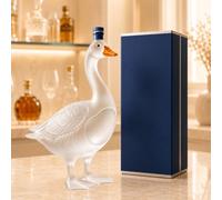 30th Anniversary 3D Sculpted Goose Vodka Bottle - 350ml Clear Glass Liquor Decanter Bottle with Holder, Elegant Vodka Container for Home Bar, Unique Gift for Vodkas Lovers (Frosted)