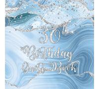 30th Birthday Baby Blue Agate Guest Book: Silver Glitter on Baby Blue Agate Guest Book with Gift Log