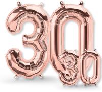 30Th Birthday Balloon - Pack Of 2 - Number 30 Balloons In Rose Gold - 30Th Birthday Decoration For Women Or Men - Helium Inflatable - For A Dazzling Celebration