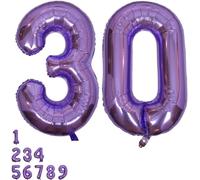 30Th Birthday Balloon Xxl Purple 30Th Birthday Decoration Balloon Number 30 Happy Birthday Party Decoration Kit Number Large Giant Wedding Age Air Helium Inflatable Boy Girl Child