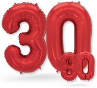 30Th Birthday Decoration Balloons - Pack Of 2 - Number 30 Balloons In Red - 30Th Birthday Decoration For Women Or Men - Helium Inflatable - Happy Birthday Decoration - Red Number 30