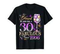 30th Birthday Queen Blessed by God 30 Fabulous Since 1996 T-Shirt