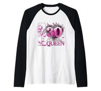 30th Birthday Queen Pink Wine 30 Years Old Women Girls Manche Raglan