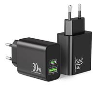 30W 2-Port Chargeur Rapide USB C pour Samsung Galaxy S25 Ultra S24 S23 S22 S21 5G FE A35 A25 A15 A55 A54 A53, Note 20 10, Tab S9 S8 A9, PD/QC Adaptateur Secteur USB-C USB-A Prise Type C Fast Charger