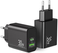 30W 2-Port Chargeur Rapide Usb C Pour Samsung Galaxy S25 Ultra S24 S23 S22 S21 5G Fe A35 A25 A15 A55 A54 A53, Note 20 10, Tab S9 S8 A9, Pd/Qc Adaptateur Secteur Usb-C Usb-A Prise Type C Fast Charger