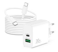 30W 2-Port USB-C/A Rapide Chargeur pour Google Pixel 9/9a/9 Pro XL, 8/8a/8 Pro, 7/7a/7Pro, 6/5/4, Chargeur Accessoire USBC Prise Bloc Charger Adaptateur + Câble Type C 2M