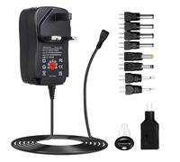 30W Adaptateur Secteur Universel AC DC 3V 4.5V 5V 6V 7.5V 9V 12V, Inversée Bloc d'alimentation Transformateur avec 8 Embouts sélectionnables pour Bandes LED Routeur TV Box Electronics Ménages, 2A Max