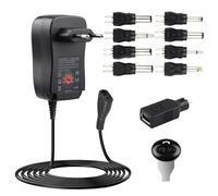 30W Adaptateur Secteur Universel AC DC 3V 4.5V 5V 6V 7.5V 9V 12V | Transformateur d'alimentation à Découpage avec 8 Connecteurs DC pour Bandes LED Routeur TV Box Electronics Ménages,2A Max
