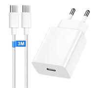 30W Chargeur iPhone USB C pour iPhone 17/17 16 Pro/17 16 Pro Max/15 Plus/15 Pro/15 Pro Max/iPad/Air, USB c Chargeur Rapide et 3M Nylon Cable Chargeur Type C Charge Rapide Prise Secteur USB c