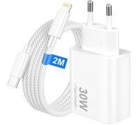 30W Chargeur Rapide Iphone Avec Câble 2M Nylon Tressé Pour Iphone 14 13 12 11 Pro Se Adaptateur Secteur Usb C Avec Câble Usb C Ve