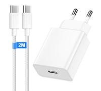 30W Chargeur Rapide pour iPhone 16/16 e/16 Pro Max/16 Plus/15/15 Pro/15 Pro Max/15 Plus/i Pad Mini/i Pad Air, Chargeur USB C Rapide Prise Adaptateur Secteur USB C et Nylon Tressé Câble vers Usbc 2M