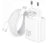 30W Chargeur Rapide pour iPhone 16/16e/15 Pro Max/Plus, iPad Pro 13/11/12.9, Air 13/11, iPad 10, USB C PD Adaptateur Type C Charge Secteur Prise USB avec 2M Câble USBC