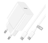 30W Chargeur USB C pour iPhone 17/16E/16/16 Pro Max/16 Plus/15/15 Plus/iPad Pro/iPad Air, Prise Chargeur iPhone Rapide Chargeur Type C Charge Rapide Prise Secteur USB C et Cable USBC vers USBC 3M