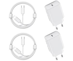 30W Chargeur USB C Rapide for iPhone 14/14/Pro/14 Pro Max/14 Plus/13 12 11 SE XR X XS 8, 2 Pack USBC Charger Prise Secteur Type C Alimentation Adaptateur et 2M Cable