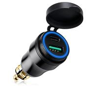 30W Chargeur USB Moto DIN Hella vers Type C Adaptateur Prise Moto Étanche | PD & QC 3.0, aluminium avec LED, 12V/24V, compatible BMW, Ducati, Triumph, Campervan
