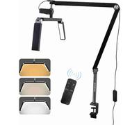 30W Desktop LED Video Light Remplissage en demi-lune pliable 3200K-5600K Dimmable avec support métallique C-Klemmreiber-Mount pour salon de beauté Make-up Live-Streaming Bed